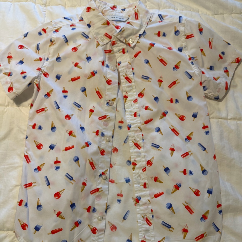 Janie and Jack White Shirt with Ice Cream Print
